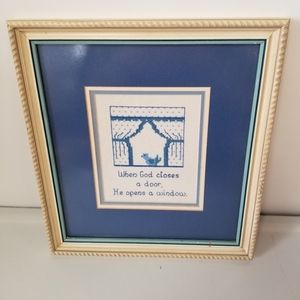 Vintage 1960s 1970s Framed Counted Cross Stitch